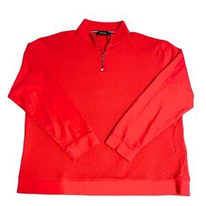 Bugatchi 100% Cotton Golf Pullover Sweatshirt Mens Size 2XL Red Zip Waffle Knit
